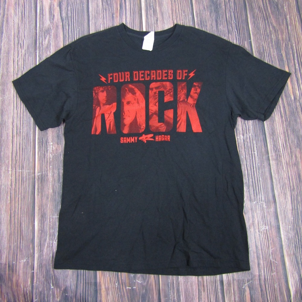 Delta Sammy Hagar T-Shirt Mens Large Black Four Decades of Rock Graphic Tee